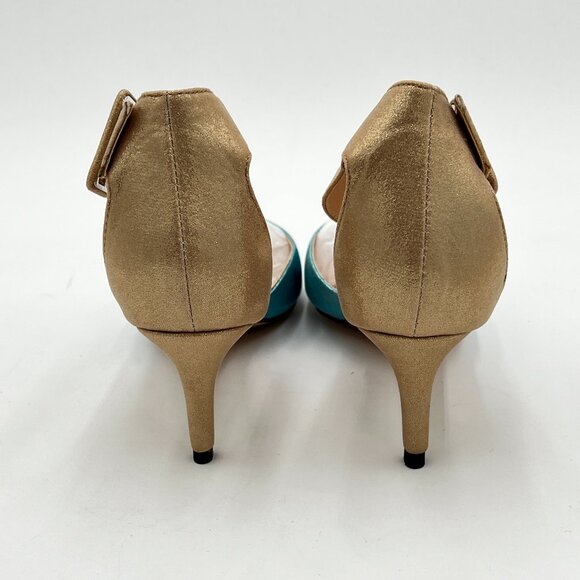 FOWT Blue Ankle Straps Buckles Sexy Pointed Toe Kitten Heels D'Orsay Pumps - Picture 5 of 6